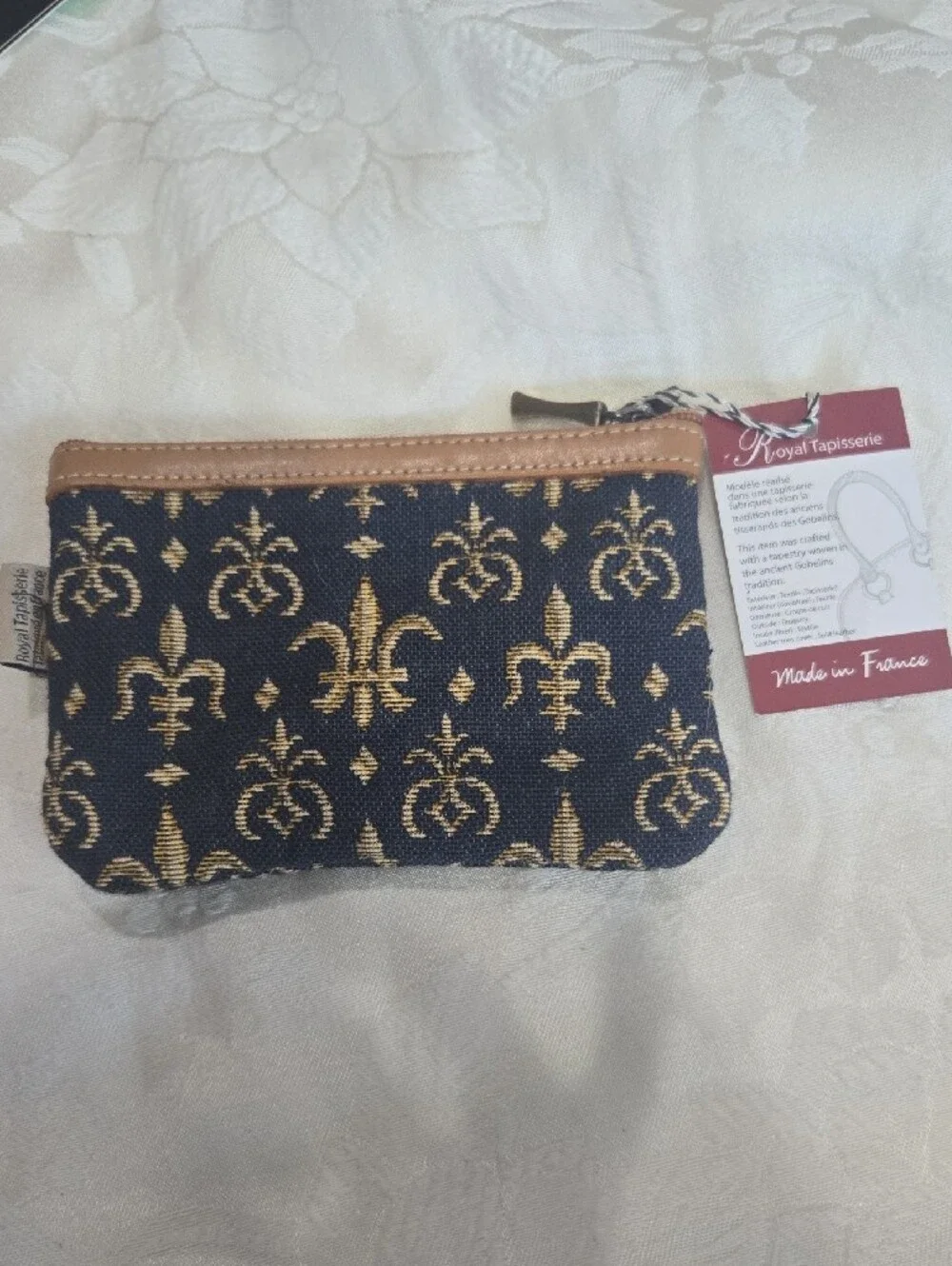 Royal Tapisserie Navy and Gold Jacquard Coin Purse